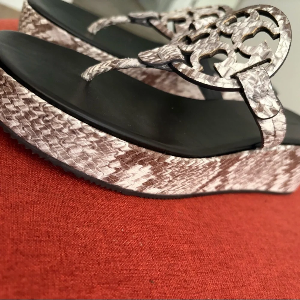 Tory Burch Snake Printed Miller Platform Thong Sandals